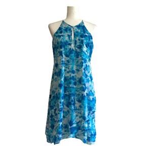 Calvin Klein Dress Blue Watercolor Sleeveless Knee Length Shift Trapeze Size 4
